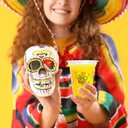 Frcctre 200 Pack Mexican Party Cups, 12 oz Cinco De Mayo Disposable Clear Plastic Cups Mexican Theme Party Decor Supplies for Taco Party Birthday Halloween Day of the Dead, 2 Styles