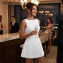 BNGD Women's Backless Vest Basic Dress Sexy Slim Short Dress Sleeveless Open Back Mini Dresses (White, M)