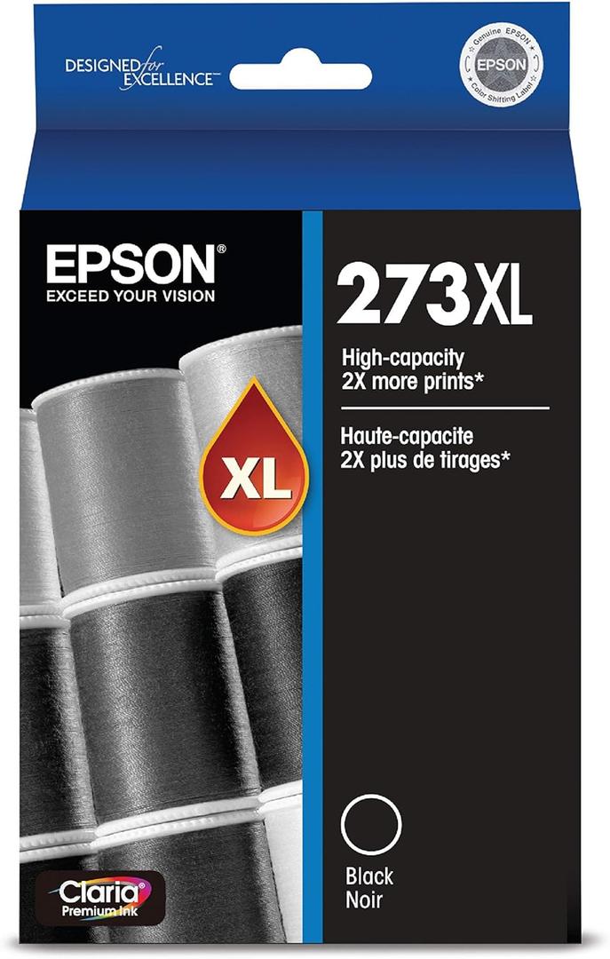 EPSON 273 Claria Ink High Capacity (T273XL020-S) Works with Expression Premium XP-520, 600, 610, 620, 800, 810, 820 (Black)