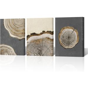 DuoBaorom Wood Tree Ring Canvas Wall Art Masculine Bathroom Decor Boho Wall Decor 12 x16 inches