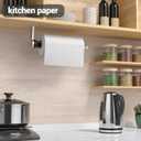 Paper Towel Holder Under Cabinet with Damping Effect, Single-Hand Operable Wall Mount Paper Towel Holder for Kitchen/Bathroom, Under Counter Self-Adhesive/Drilled Kitchen Towel Holder (Silver)