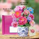 Airpark Mothers Day Gifts Pop Up Flower Card, 3D Peony Bouquet Mothers Day Cards for Mom Women, Birthday, Thank You, Teacher Appreciation Gifts, Floral Card with Envelope & Note