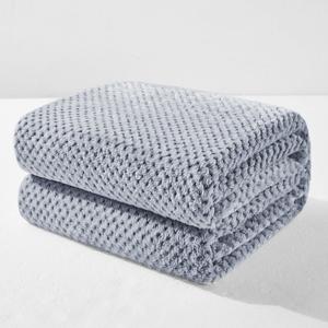 Exclusivo Mezcla Fleece Throw Blanket Extra Large, Super Soft and Warm Blankets for Couch, Sofa and Bed Waffle Textured, Cozy, Fuzzy and Lightweight (Heather Navy Blue, 50x70 Inches)