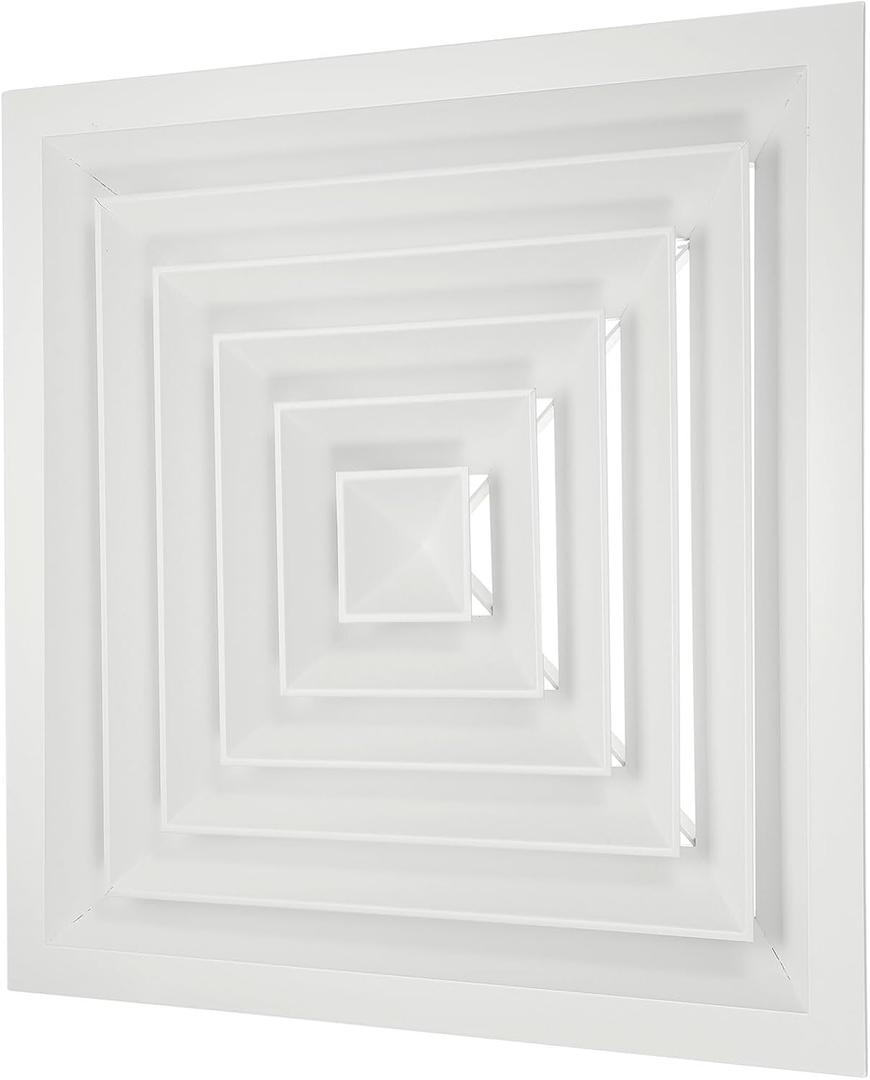 PATIKIL 15" x 15" Square Ceiling Diffuser, Aluminum Square Vent Cover HVAC Ceiling Diffuser for HVAC System Horizontal Flow Duct Industrial Home Office,White,18" x 18" Ducting Opening Size