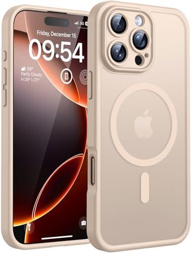 TOCOL Magnetic for 16 Pro Max Case, Upgraded Full Camera Protection, Compatible with Magsafe, 16FT Drop Protection, Translucent Matte Back Bumper Phone Cover for 16 ProMax 6.9-Inch（Desert）