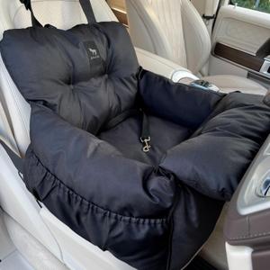 JACKO & CO Premium Dog Car Seat  Safe & Cozy Travel Bed and Carrier for Small Dogs, Puppies, Pets up to 25 lbs, Clip-On Leash & Storage Pockets, Water-Resistant, Machine Washable (Black, Small)