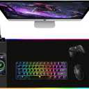 TopMade Mouse Pad with Wireless Charging, 31.5" x 15.75" Large Desk Mat RGB Gaming Mousepad, LED Desk Pad Keyboard Pad with Ultra-Smooth Surface & Non-Slip Rubber Base, Waterproof Desk Pad