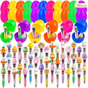 48 Pack Easter Eggs Bulk with Multicolor Pen in One - Easter Egg Fillers & Easter Party Favors, Non-Candy Basket Stuffers for Egg Hunt Gift