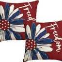 AVOIN colorlife 4th of July Freedom Throw Pillow Cover, 18 x 18 Inch Patriotic Memorial Day America Stars Red Cushion Case for Sofa Couch Set of 2
