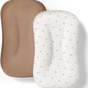 Cpzzkq Baby Lounger Cover 2 Pack - Silky Soft and Breathable Infant Lounger Cover, Newborn Lounger Slipcover for Baby Boys Girls, Fits Cpzzkq & Most Loungers, Cover Only, Brown