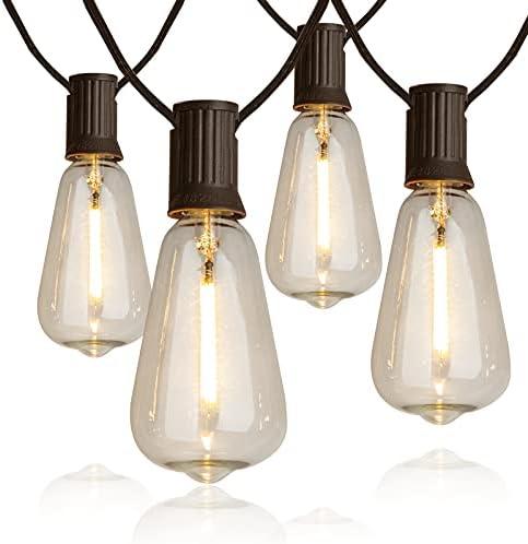 Outdoor String Lights, Patio String Lights with LED Filament Bulb Waterproof Lights Retro Vintage Edison Bulbs for Backyard Patio Bistro Party Garden Connectable
