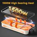 Electric Indoor Grill 1500W, YOHAWJAN 2 in 1 Smokeless Indoor Grills with Non-stick Removable Grill & Griddle Plate, Temperature Control, Portable Korean BBQ Grill with 3 Raclette Cheese Pans