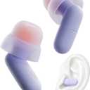Dream Ear Plugs for Sleep, Comfortable Silicone Ear Plugs with Patented Qufits Ear Tips and Portable Case, 26 dB (SNR) Noise-Reduction Reusable Earplugs for Sleeping, Work, Travel - Purple