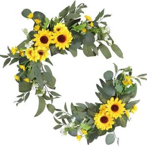 H&W 2pcs Artificial Wedding Arch Flowers for Wedding Sign, Floral Swag Dusty Decor for Reception Ceremony Backdrop Sweetheart Table Sunflower