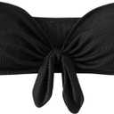 MakeMeChic Women's Bandeau Bikini Top Knot Front Strapless Swimsuit Bathing Tops, L, Black