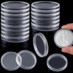 30 Pieces Silver Dollar Coin Holder 40.6mm Silver Bar Capsule Holders Coin Capsules for Collection Bar, Round