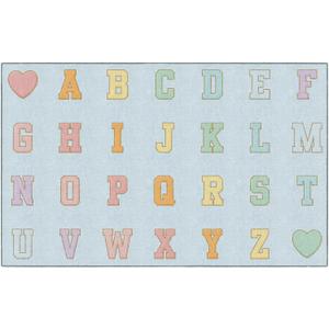 Flagship Carpets Blue Pastel Alphabet Criss-Cross Applesauce Educational Area Rug for Kids Room Seating Dcor, Children's Classroom, Play Carpet for Teaching and Playroom, 7'6" x 12'
