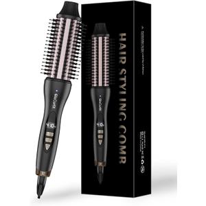 1.5 Inch Heated Round Brush, Hot Styling Brush for Smoothing, Straightening & Light Volume, Ceramic Ionic Anti-Frizz Hair Brush with Adjustable Heat, Dual Voltage