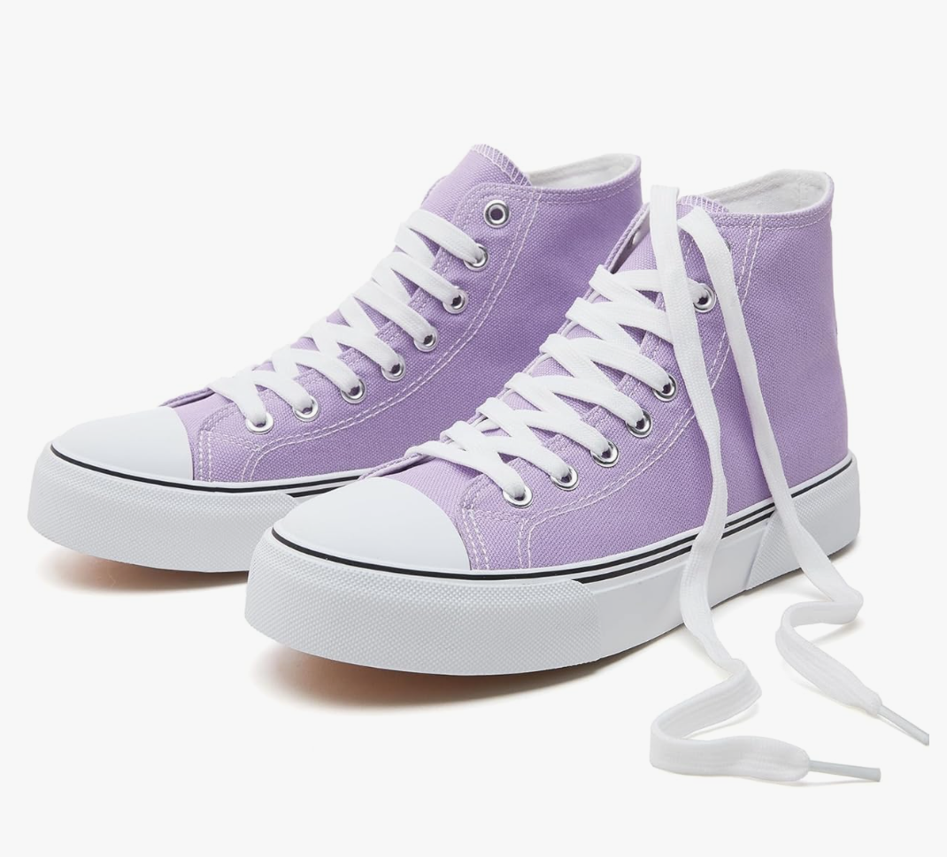 hash bubbie High Top Sneakers for Women Classic High Tops Canvas Shoes Lace up Women's Fashion Sneaker (8/ 39, Purple)