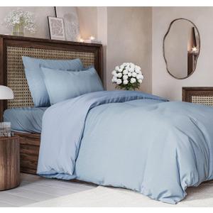 Duvet Cover Twin/Twin XL Size Set - Extra Soft Duvet Cover 68 x 90 with 1 Pillow Sham - Hotel Luxury, Easy Care and Fade Free w/ Zipper Closures & Ties - Comfy, Breathable Bedding Set (Heathered Blue) (24 - Heathered Blue (No Comforter))