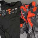 WDIRARA Men's Big and Tall 2 Piece Outfits Letter Camo Print Short Sleeve Tracksuit Track Shorts Set