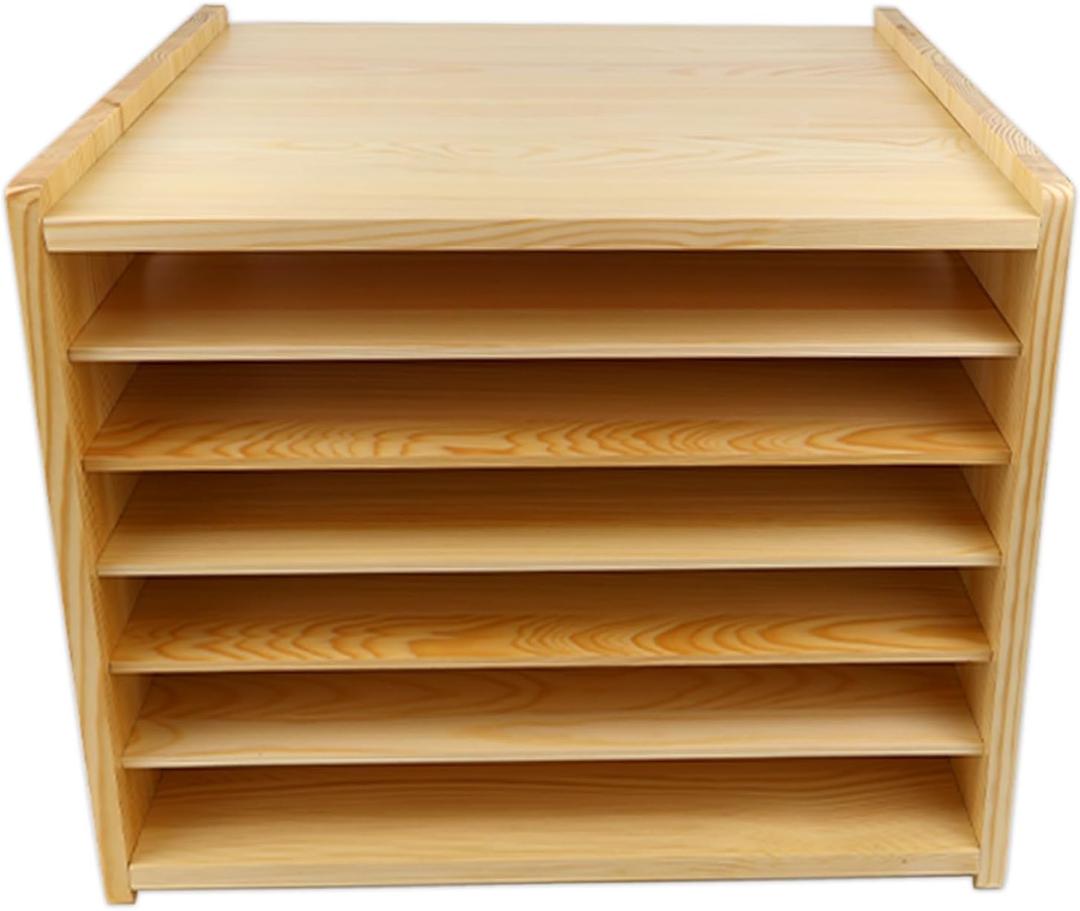 7-Layer Small-Sized Wood Tray Divider for Cabinet, 16.5 in x15.2 in x14 in, 7-Layer Small Size Tray Organizing
