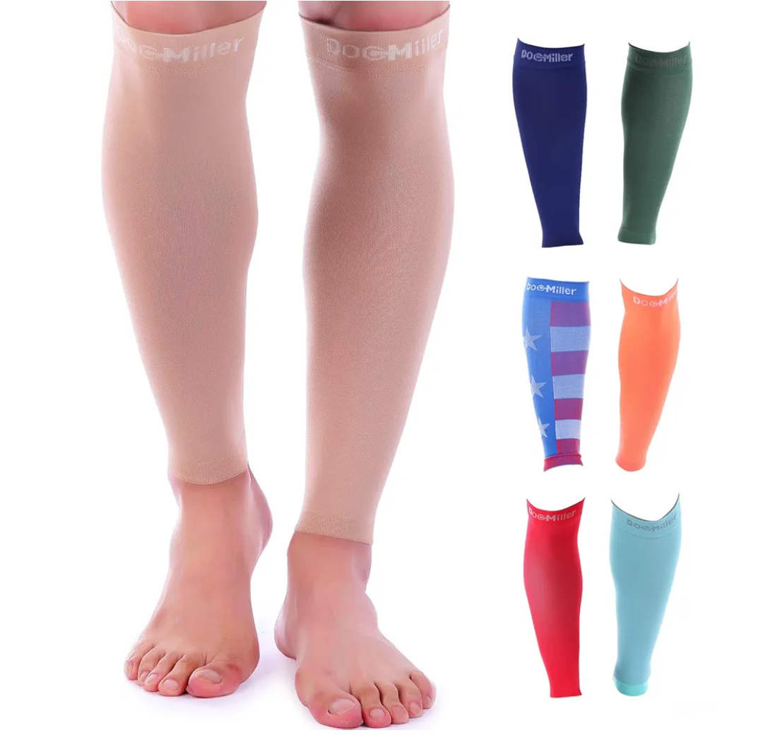 Doc Miller Compression Calf Sleeve for Men & Women – 20-30mmHg Graduated Support for Running, Shin Splints, Calf Strain – Knee High, Large