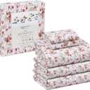 RUVANTI 100% Cotton Sheets  Split King Size Percale Bedding, Cooling & Breathable Floral Design, Durable with a Crisp, Soft & Comfortable Feel, 16" Deep Pocket, 5-Piece Set, Bouquet