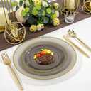 Rubtlamp 60Pcs Black Plastic Plates, Black Disposable Plates With Gold Beaded, Clear Heavy-duty Party Plates, Fancy Plastic Plates Include 30 Dessert Platos, 30 Dinner Platos for Party, Halloween