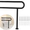 Toilet Grab Bar 31.3 Inch with Leg, YuanDe Matte Black Wall Mounted Safety Bar, Stainless Steel Anti-Slip Bathroom Support Rail for Elderly Disabled Pregnant