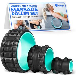 Chirp Wheel XR 3-Pack - 10 Acupressure, 6 Knot-Kneading Thumb, 4 Neck & Headache Relief, High Density Foam Massage Roller Set for Deep Tissue Back Roller & Muscle Therapy, Supports 500lbs, Mint