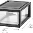 IRIS USA 6 Qt. Plastic Drawer Storage Organizer Stacking Drawers, 2-Pack, Stackable Unit with Sliding Drawer for Bedroom Kitchen Under Sink Pantry Craft Room Bathroom Dorm Office, Black