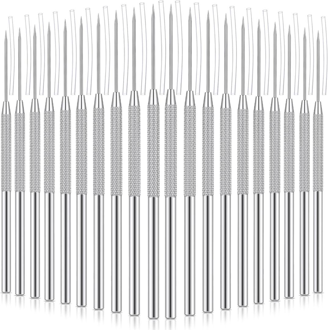 Lasnten 20 Pcs Clay Sculpting Tools Clay Needle Ceramic Needle Modeling Carving Stainless Steel Pottery Tools Polymer Detail Sculpture Supplies for Sculpting Carving DIY Craft Texture Art