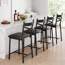 IDEALHOUSE Bar Stools Set of 4, Upholstered Bar Chairs with Back, Thick Cushion, Counter Height Barstools for Kitchen Island Apartment Counter Bar (4) (Black)