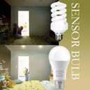 2 x Radar Motion Sensor Light Bulbs, A19 12W (100 Watt Equivalent) Daylight E26 Outdoor Auto on/Off Motion Detector Lights for Outside, Porch, Garage, Driveway, Patio,(1100LM, 2-Pack)