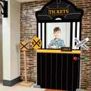 Train Ticket Booth Banner for Birthday Party Decoration Express Trains Station Ticket Backdrop Banner Railroad Track Door Sign Backdrop for School Classroom Home Xmas Photo Booth Props Decor