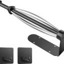 Paper Towel Holder Under Cabinet, Single Hand Operable Wall Mount with Damping Effect, Self-Adhesive or Drilled Paper Roll Holders for Kitchen, Bathroom, RV(2 Towel Robe Hooks) (Black)