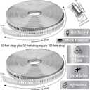 Hose Clamps 100FT Strap+50 Fasteners,DIY Cut-To-Fit 304 Stainless Steel Adjustable Large Worm Gear Band Clamp Assortment Kit,Metal Screw Fasteners and Strapping for Pipe,Duct,Pole,Tube