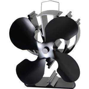 VODA 4-Blade Heat Powered Stove Fan for Wood/Log Burner/Fireplace increases 80% more warm air than 2 blade fan