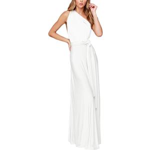Women Transformer Hi Low Evening Long Prom Dress Halter Convertible Multi Way Spaghetti Strap Wedding Cocktail Maxi Gown (White, S)