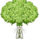 10 Pcs Faux Latex Hydrangea Flower 2 Stems 26.4 '' Fake Hydrangea Flowers Real Touch Long Stem Artificial for Vase Bedroom Decoration Indoor Outdoor Wedding(Green)