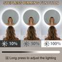 20 Inch Round LED Bathroom Mirror with Frontlit and Backlit, Lighted Vanity Bathroom Mirror, Stepless Dimmable & 3 Colors (3000K/4000K/6000K), IP54 Waterproof