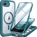Miracase Magnetic for iPhone 16e Case Full-Body Phone with Built-in Glass Screen Protector, [Compatible with MagSafe] Military Drop Proof 16E Cover Bumper 6.1 inch, Green
