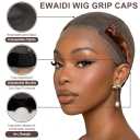 2 Pcs Wig Grip Cap for Women, 4X5 Transparent Lace for Lace Front Wigs, Non Slip Wig Cap with Adjustable Grip Band Make Your Wigs Be Glueless(Brown)