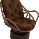Blazing Needles Solid Microsuede Swivel Rocker Chair Cushion, 48" x 24", Chocolate