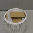 MyGift 6 Inch Ceramic Round Planter Pot, 1 Pack Vintage-Style White Ceramic Flower Pots, Indoor Hobnail Textured Cylindrical Succulent Plant Containers