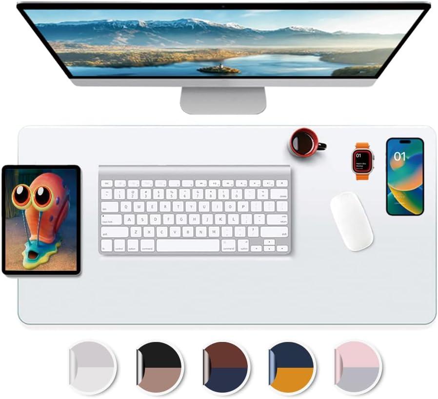 Desk Pad Blotter Mat Clear Organizer Office Table Protector, Painting Desktop Mat, Gamer Desk Pad with Mouse Pad for Laptop, Computer, Keyboard, Plastic Crystal Waterproof Mat, Large 20x36 (Clear)