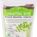 Organic Broccoli Sprout Growing Kit Includes 316 Stainless Steel Lid, Stand, and Non-GMO Seeds by Handy Pantry & Trellis + Co