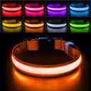 PcEoTllar Light up Dog Collar for Night Walking - LED Dog Collar Light Rechargeable Color Changing, Glow in The Dark Dog Collars Waterproof Glowing Dog Collars for Large Small Medium Dogs (L(19 inch-23.6 inch), Orange)