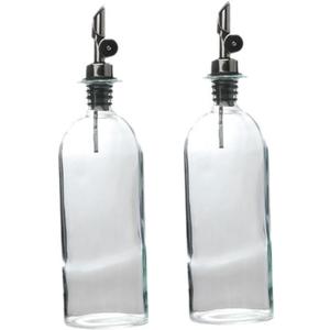 2Pcs Glass Oil Dispenser Oil Bottle for Kitchen Condiments Vinegar Storage Jar for Soy Sauce and Salad Dressings